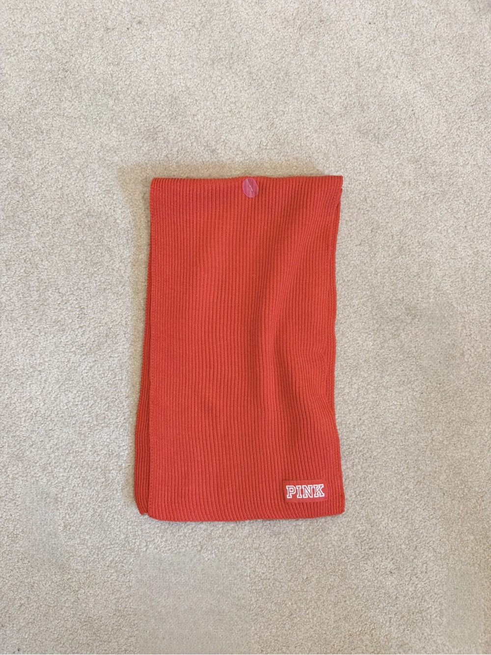 VS PINK Red Ribbed Knit Winter Scarf Solid Thick Cozy #0165